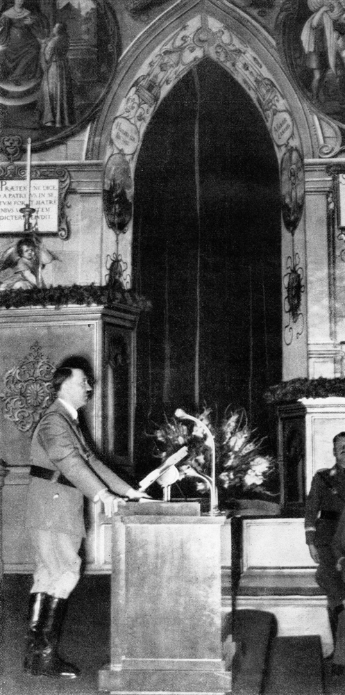 Adolf Hitler makes a speech at the opening of the 8th Reichsparteitag in Nuremberg's town hall
